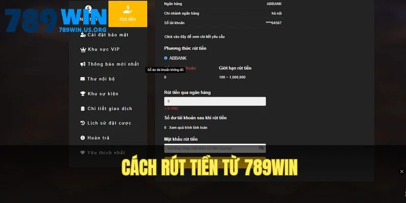 Cách rút tiền từ 789win